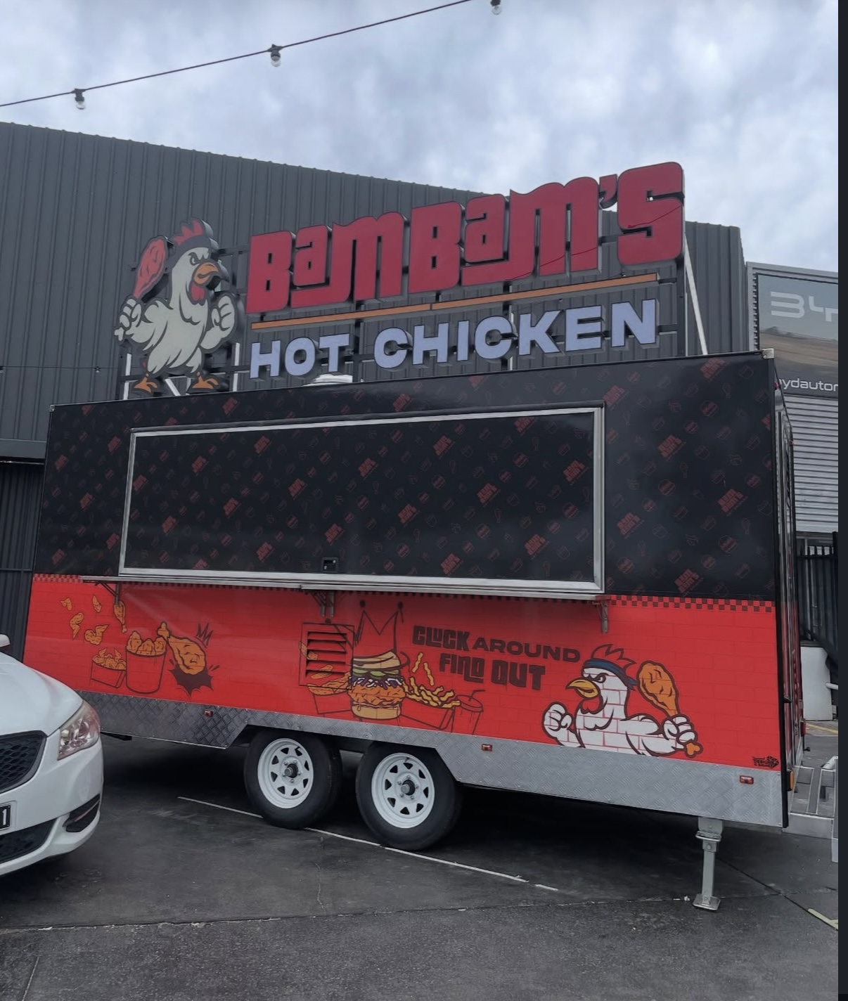Bam Bam's Hot Chicken — shopfront and trailer wrap